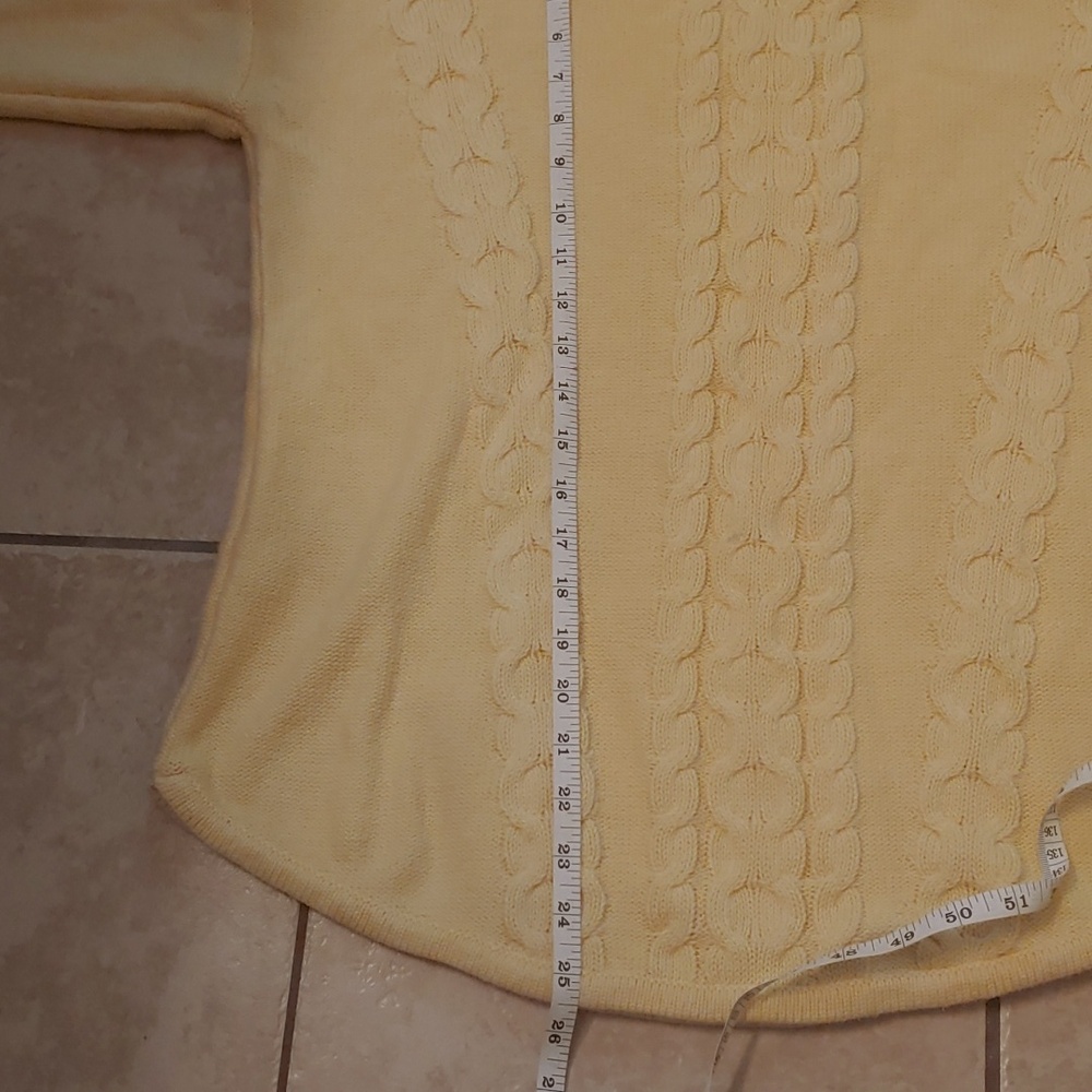 L.L. Bean Yellow Cable Knit Turtleneck Fisherman Sweater Women's Size L - Picture 5 of 7